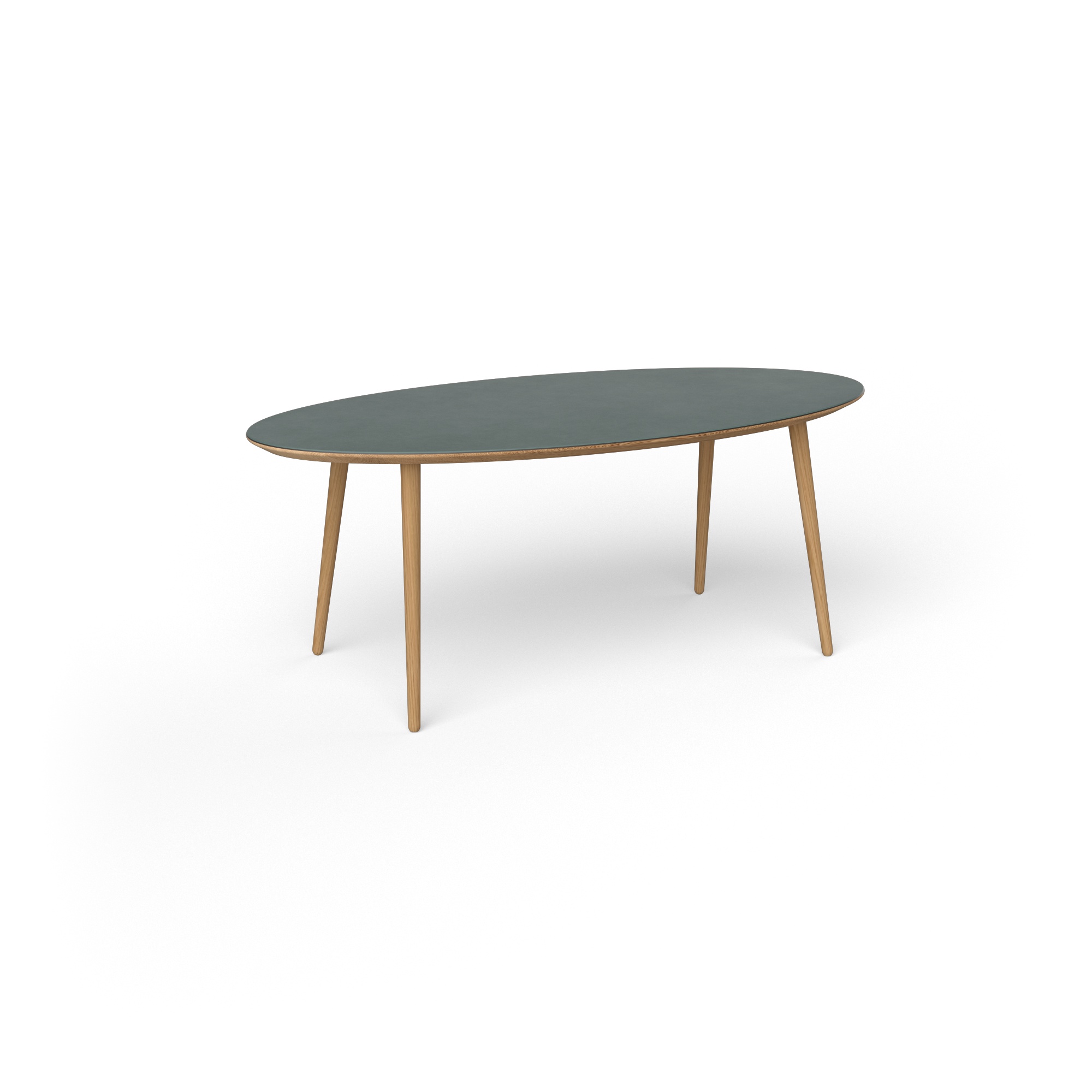 green oval coffee table